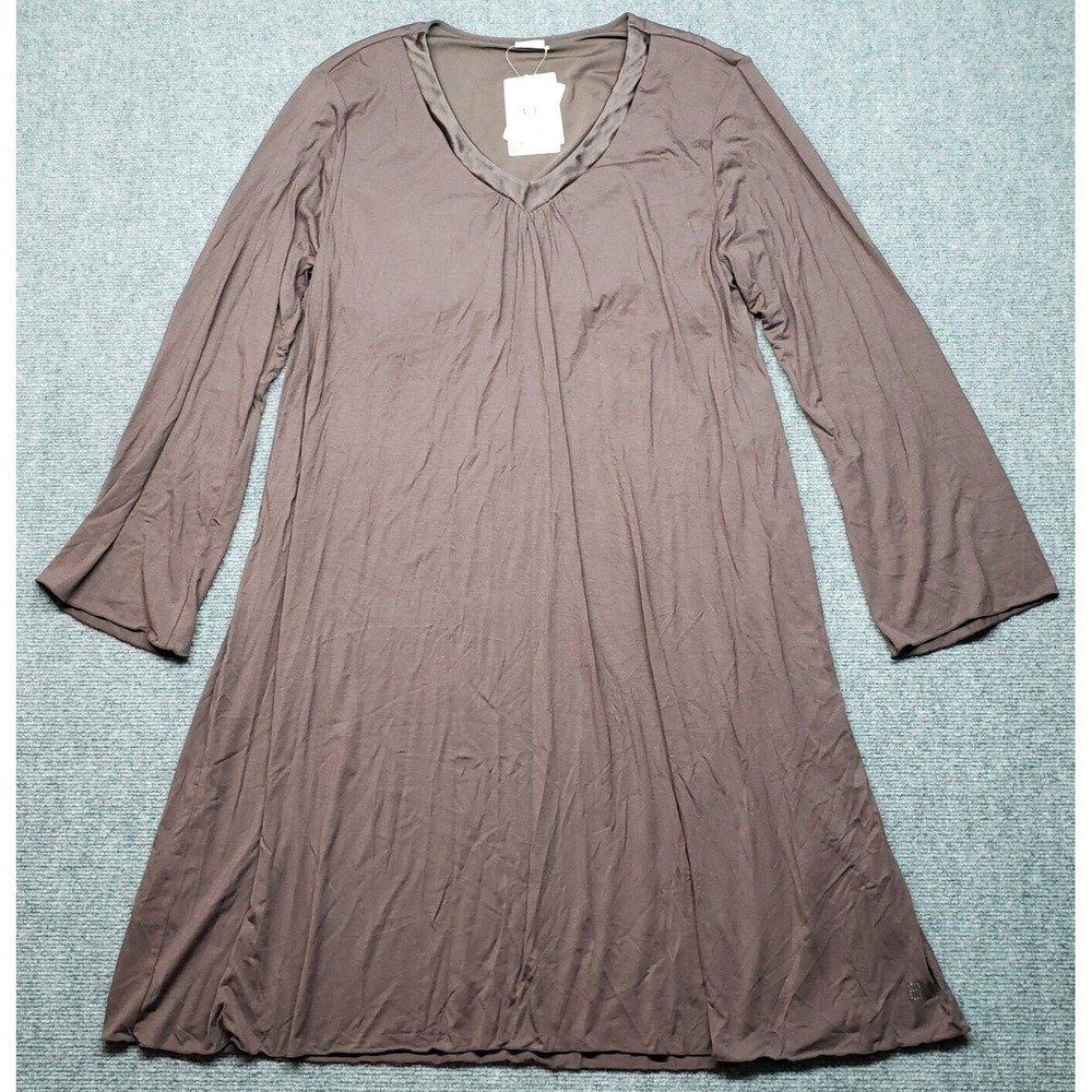 Amoena Dress Womens Size XL Brown Solid V-Neck Long Sleeve Pullover New